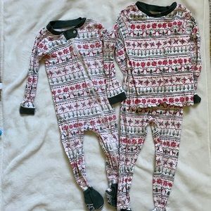 Sibling set of Burt’s Bees Christmas PJs